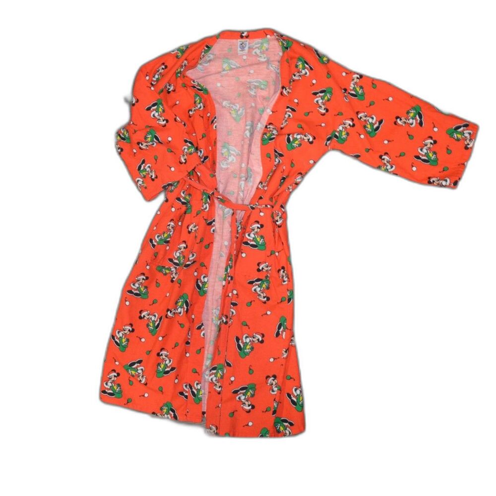 Vintage Disney Good Night Mickey Robe Christmas Adult One Size Red Sleepwear